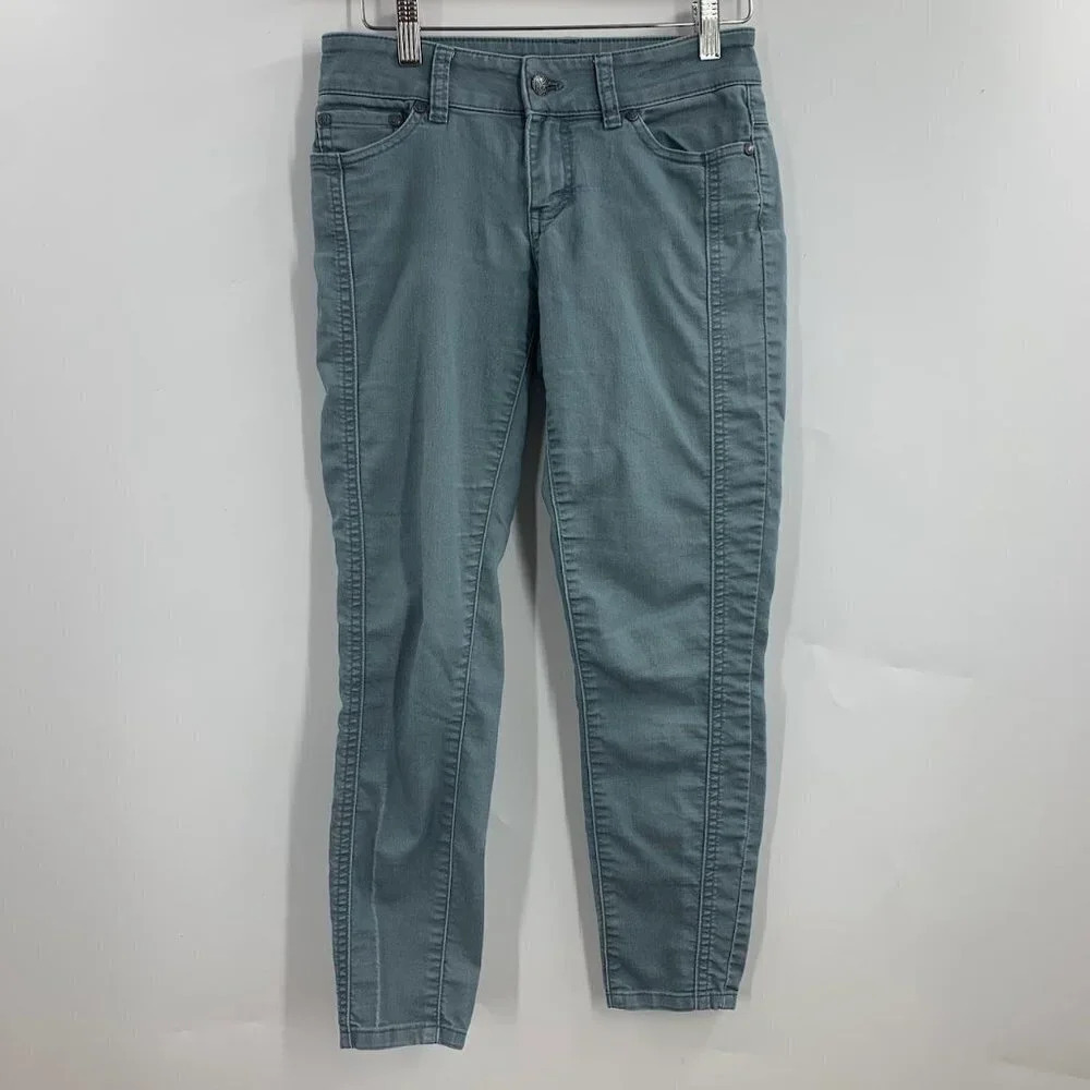 Prana Women's Carlotta Starling‎ Green Blue W41180056 Mid Rise Crop Pants Size 0